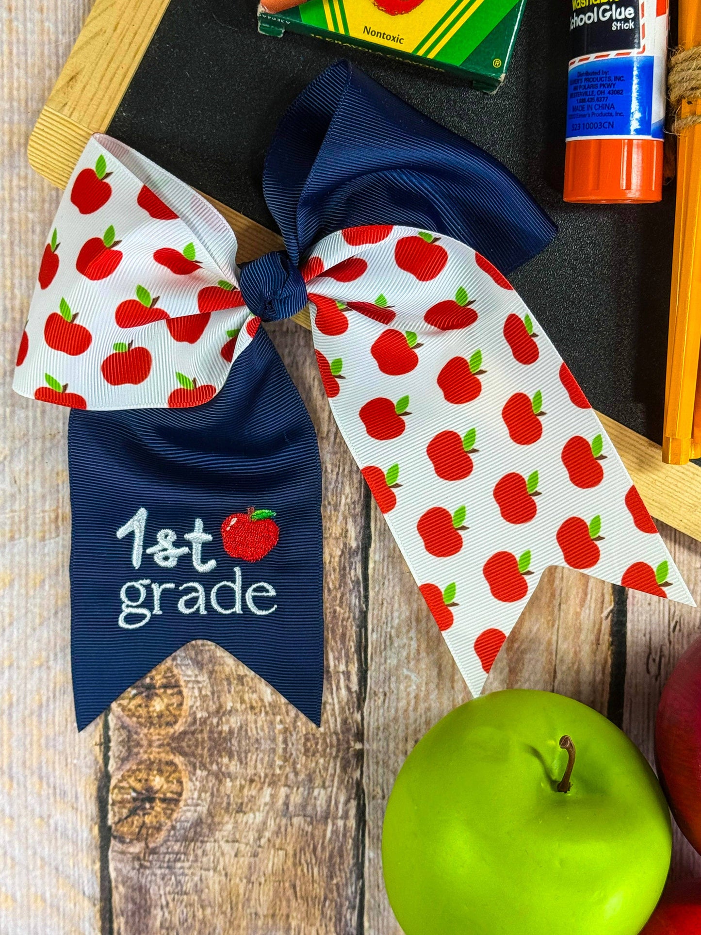 School Grade Embroidered Cheer Bow