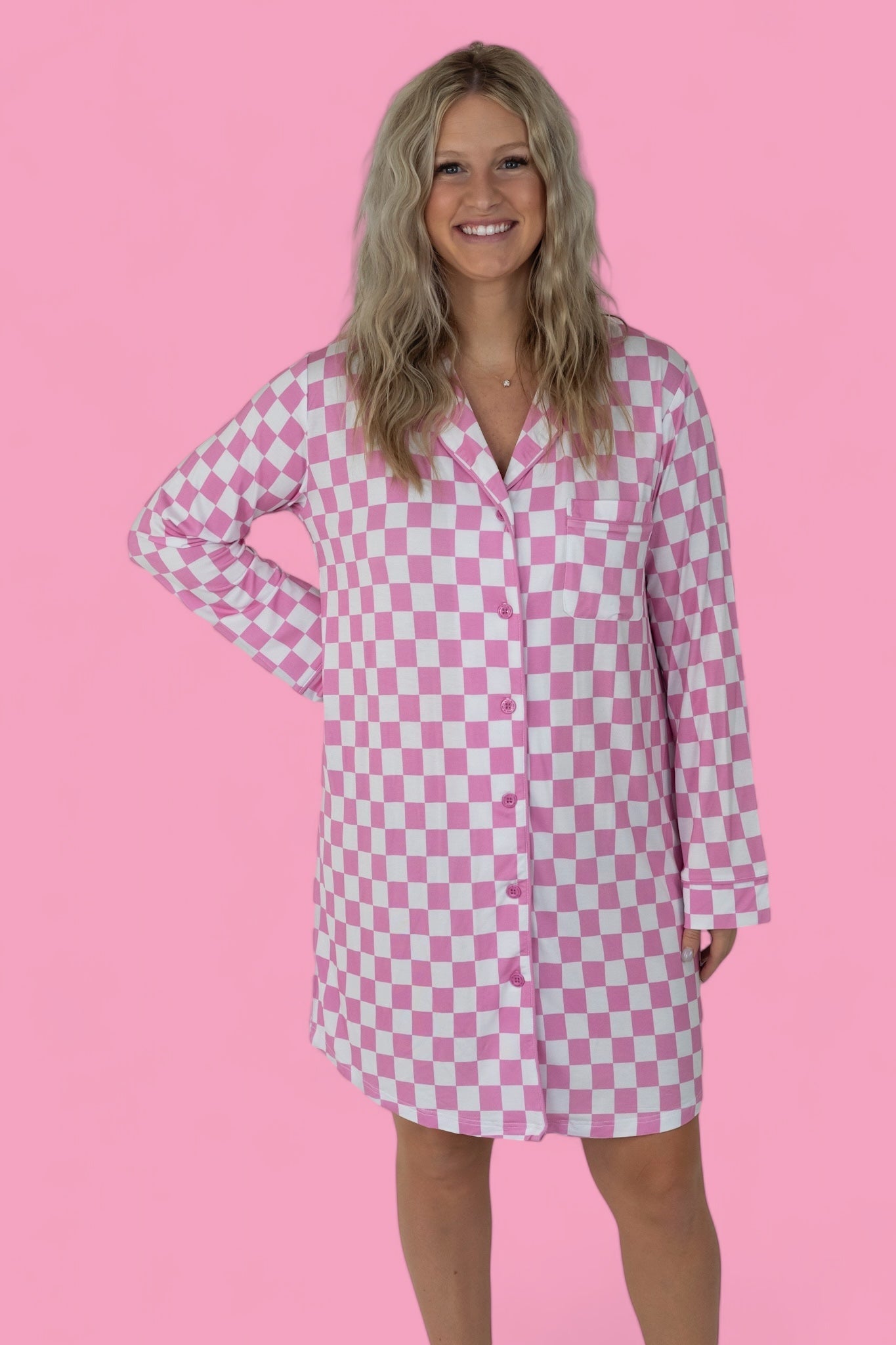 BUBBLEGUM CHECKERS WOMEN’S DREAM GOWN