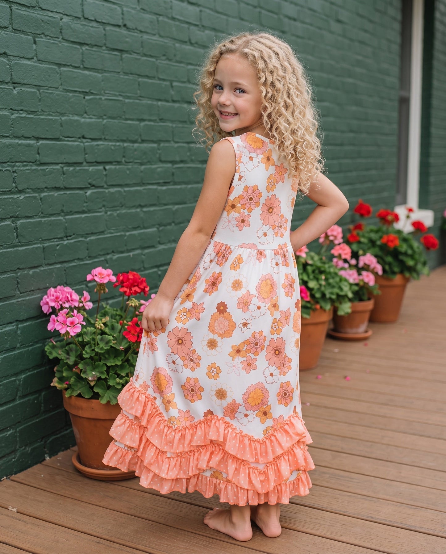 3 Tiered Terra Cotta Ruffles Dress