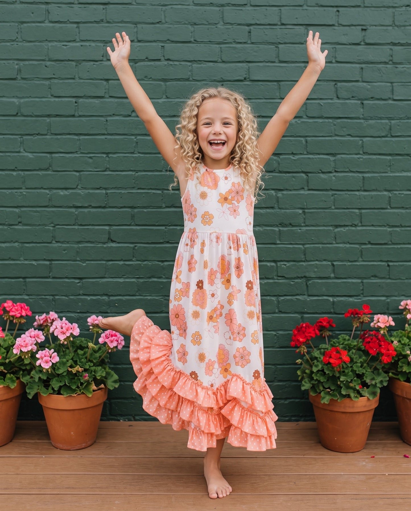 3 Tiered Terra Cotta Ruffles Dress