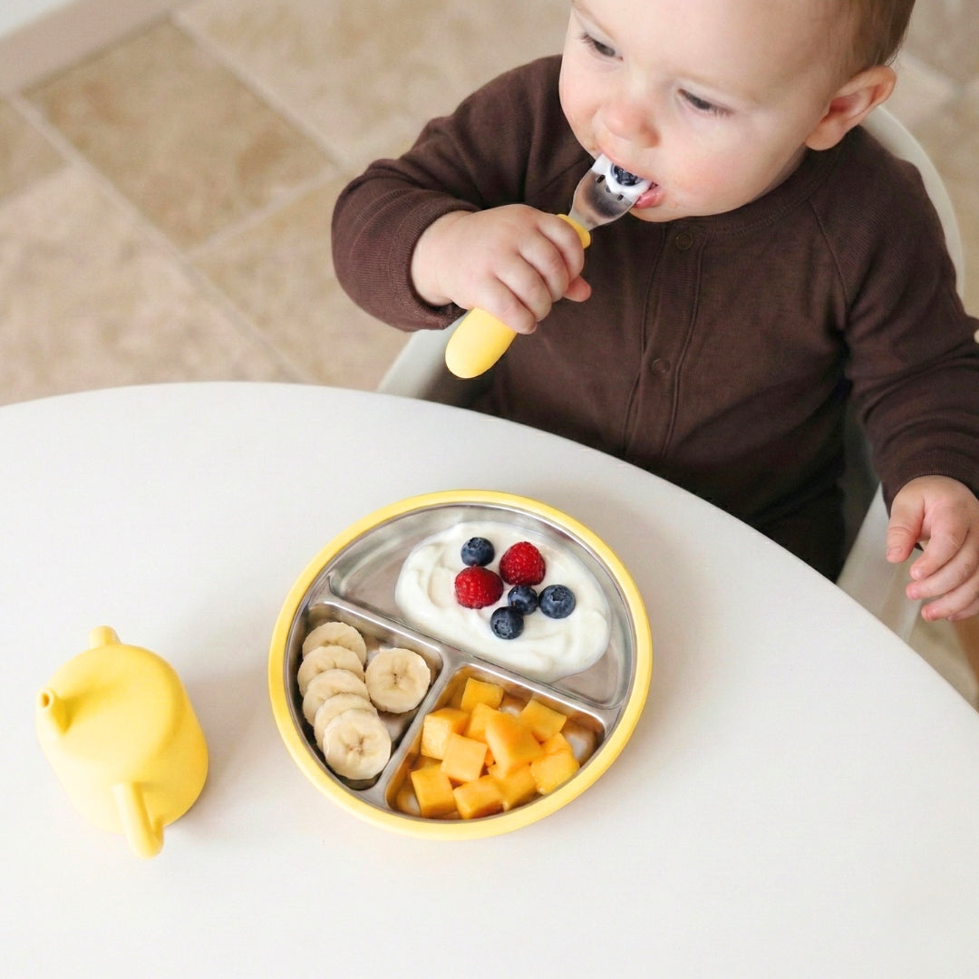 Stainless Steel Suction Plate Set of 2 (Butter Yellow & Baby Blue)