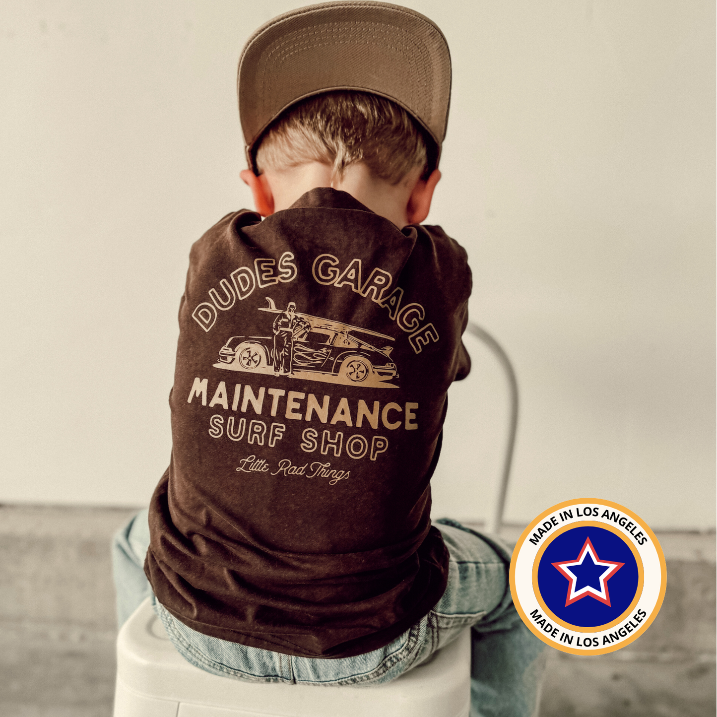 DUDES GARAGE TEE - VINTAGE BROWN