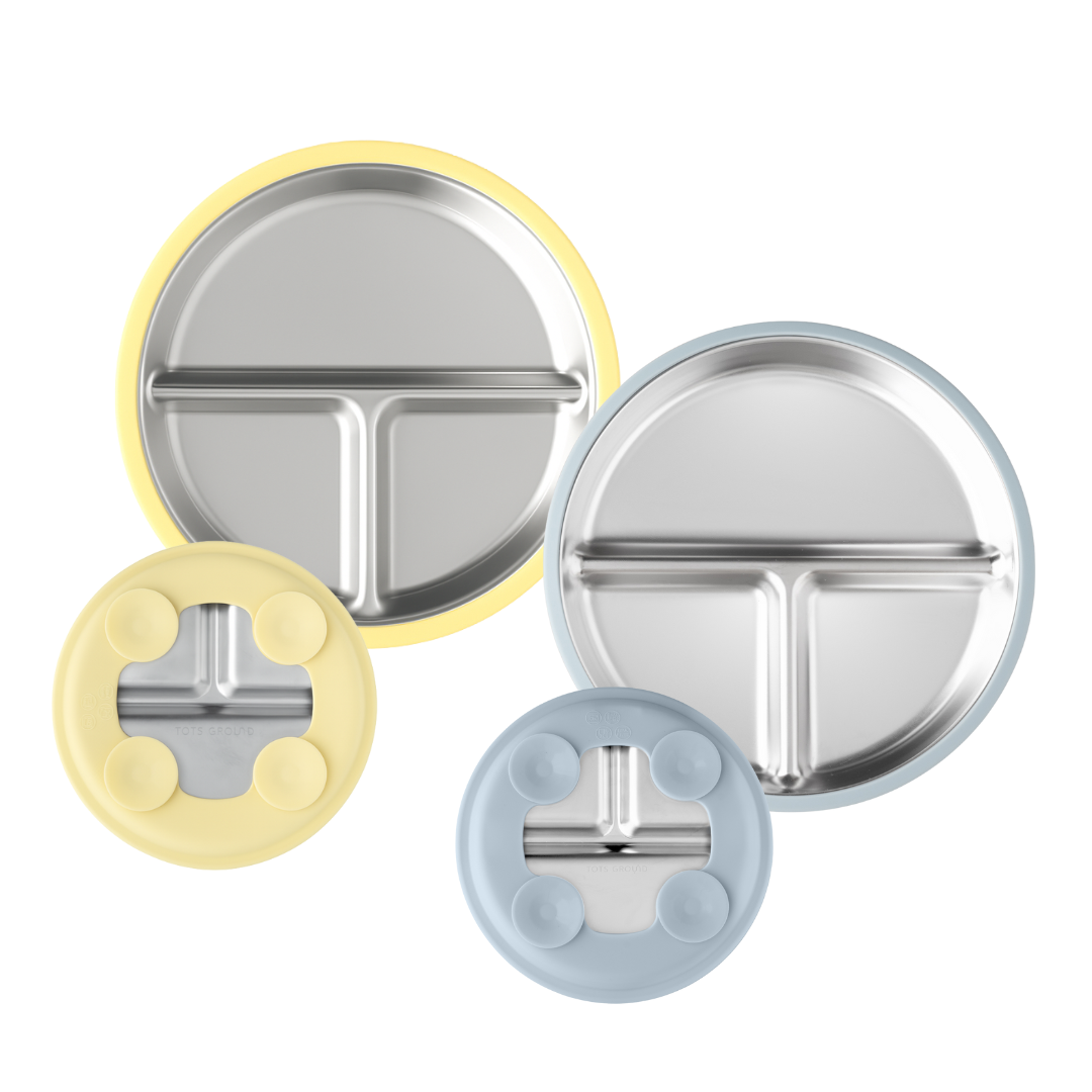 Stainless Steel Suction Plate Set of 2 (Butter Yellow & Baby Blue)