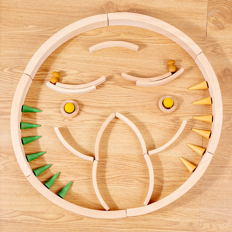 **Pre-order (Ships in 2-3 Weeks)**28 Pcs Mini Curved Natural Wooden Building Blocks with Storage Tray