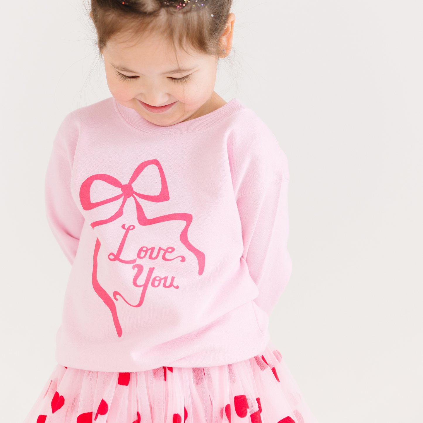 Love You Pink Coquette Bow Sweater