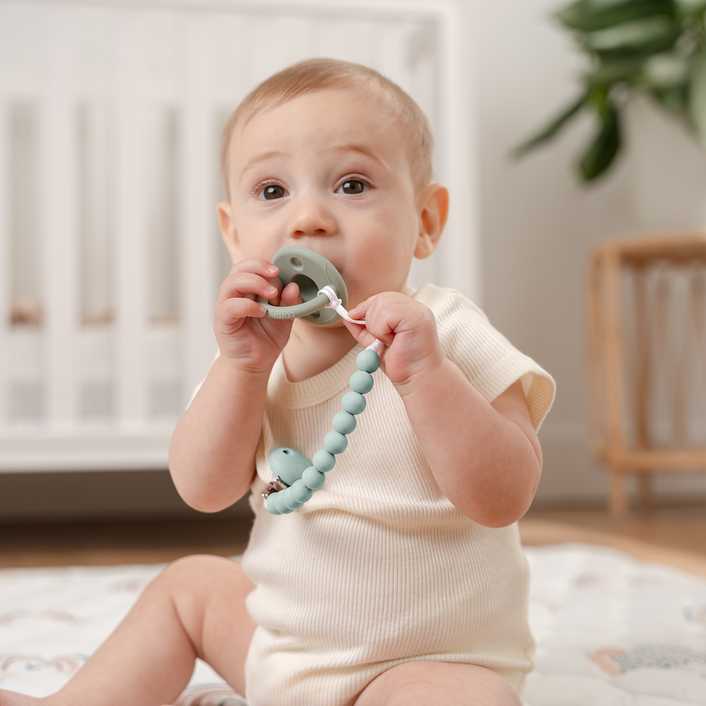 Pacifier Clips in Earth Green, 2 Pack