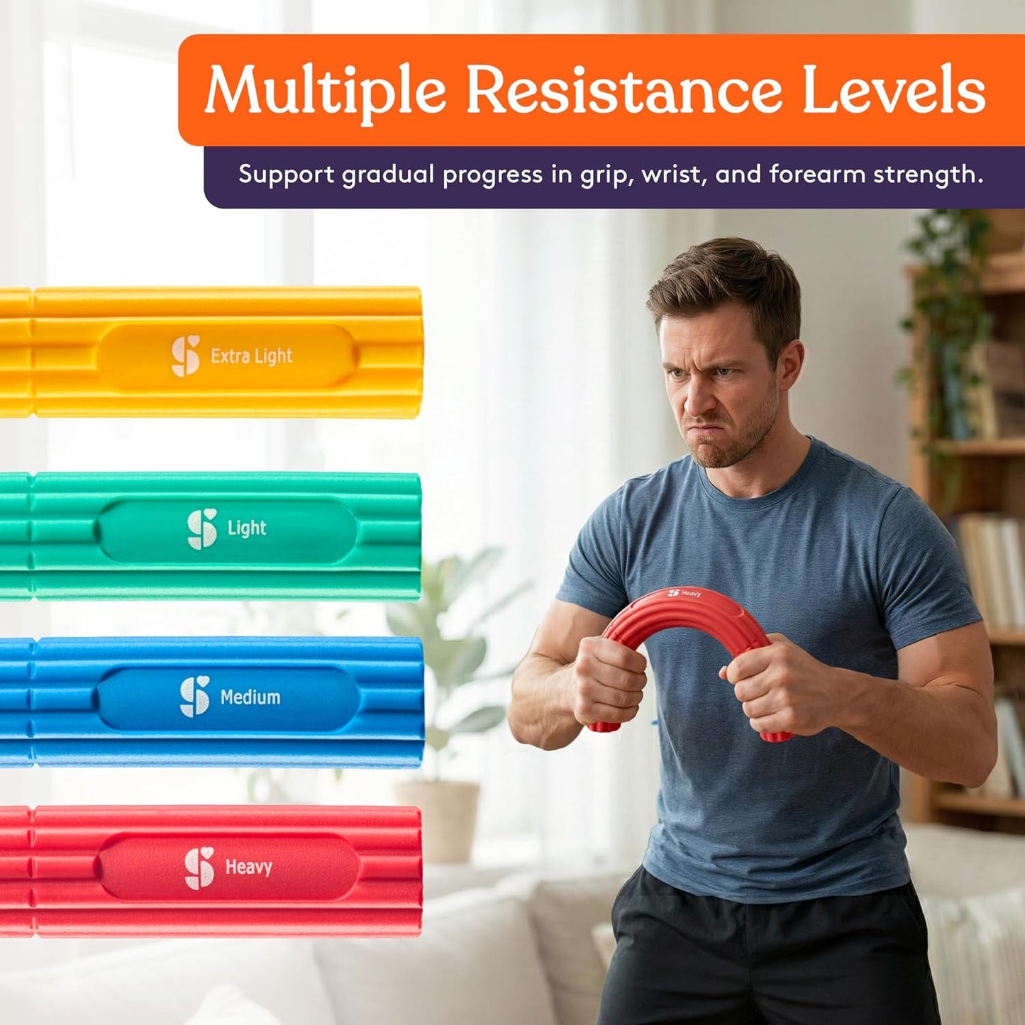 Special Supplies Physical Hand Therapy Putty & Flex Therapy Bar Resistive Hand Exercise Kit – Improve Grip, Strength, Dexterity & Mobility – Injury & Stress Relief – 8 Piece Set