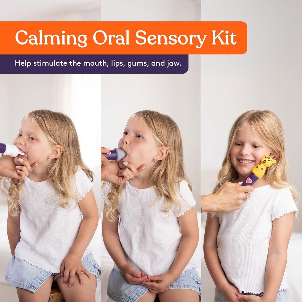 Special Supplies Buzz Pal Oral Motor Stimulation Kit with Soft Textured Interchangeable Head, Calm Sensory Needs, Support Speech and Self Feeding, Gentle Vibrations