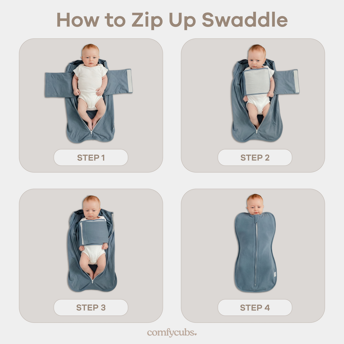 Easy Zipper Swaddle Blankets in Blush, Mauve