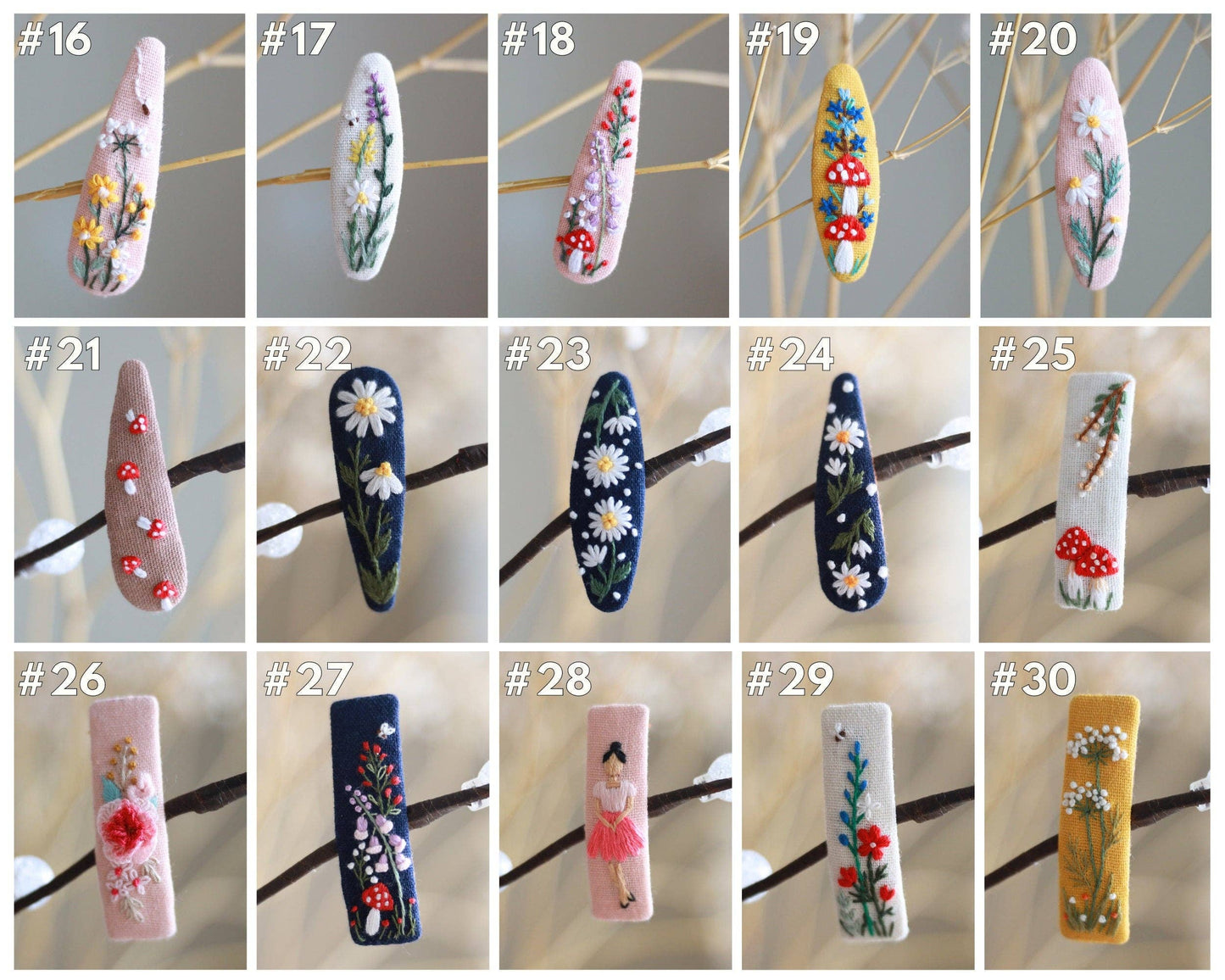 Floral Embroidered Hair Single Clip – Handmade Barrette