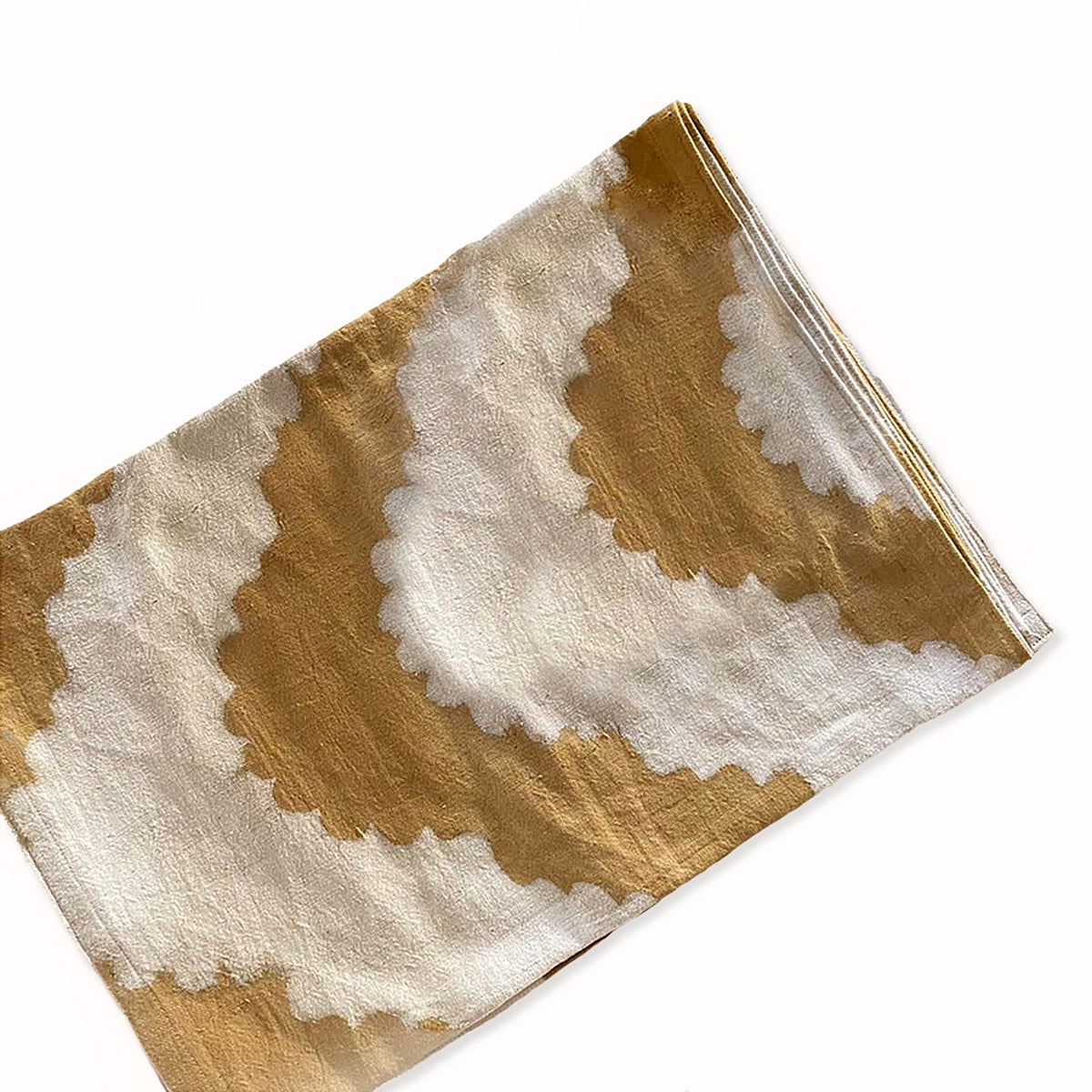 Hand-Printed Table Runner | Organic Cotton Linen - Golden Rays