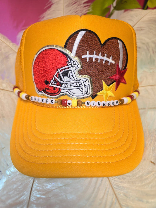 KC Chiefs Helmet Gold Trucker Hat