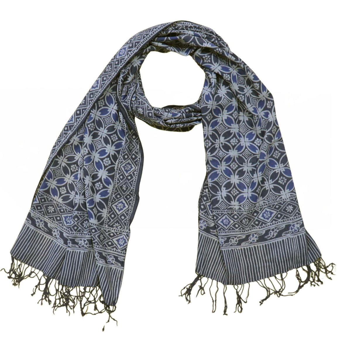 Handmade Batik Scarf - soft Cotton - Charcoal Grey