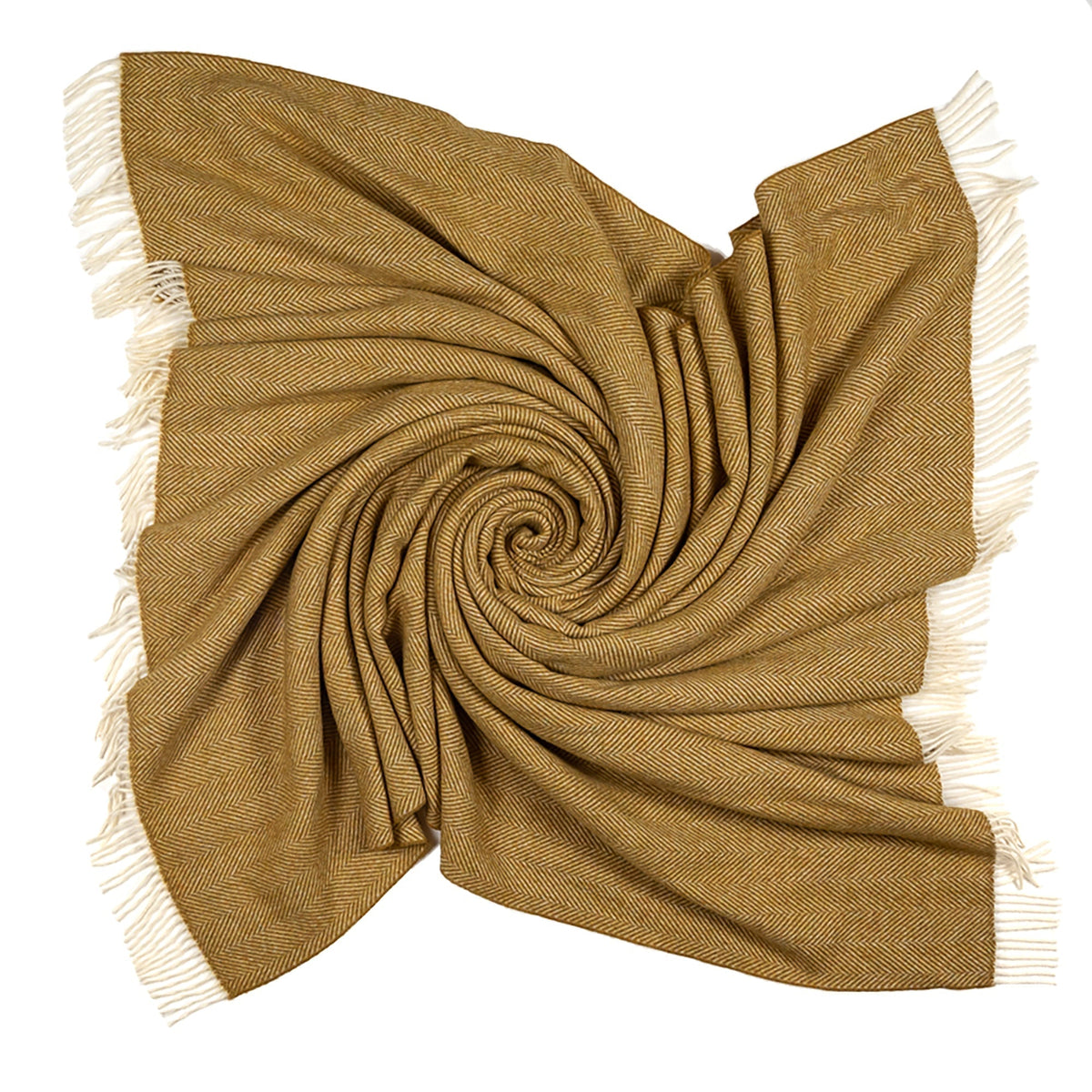 Southampton Home Merino Wool Herringbone Throw - Gold