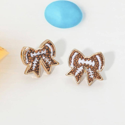 Football Bow Stud Earrings
