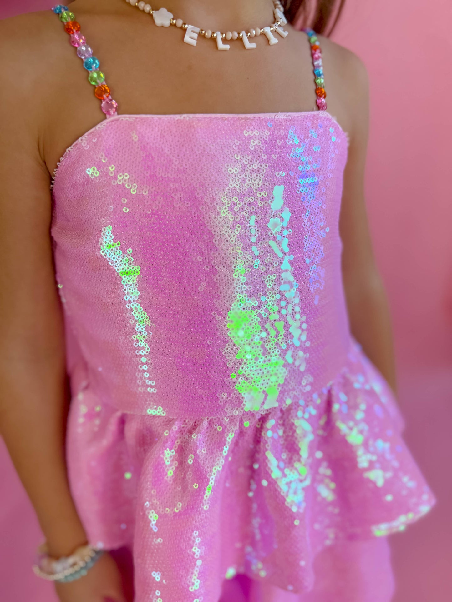 Pink Sequin Gem Dress 