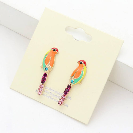 Enamel Parrot Stud Earrings