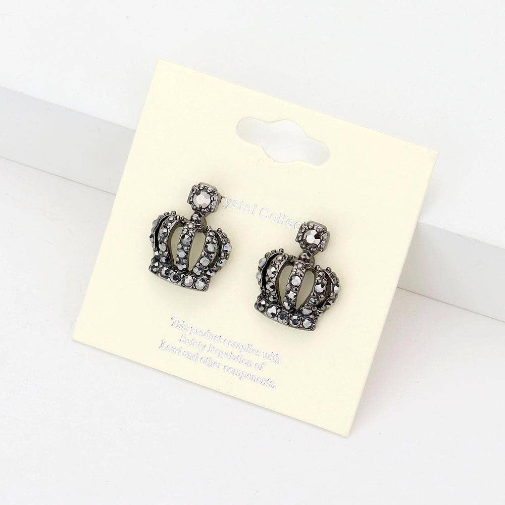 Crystal Crown Stud Earrings