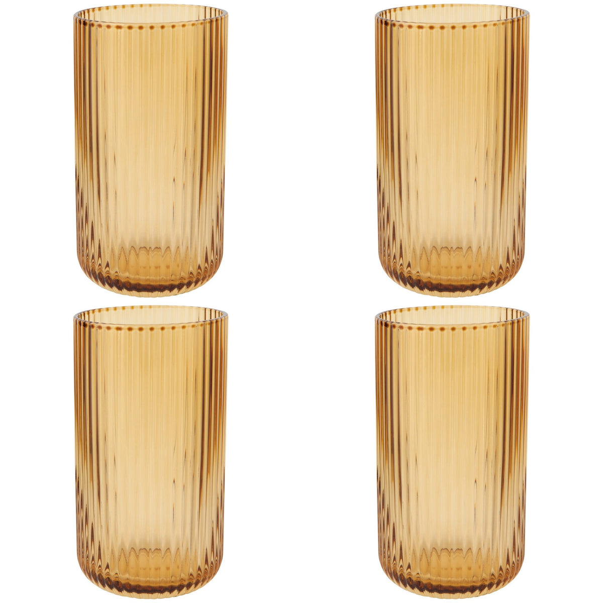 Set of 4 Tumbler 17oz Fluted Amber