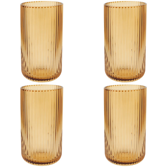Set of 4 Tumbler 17oz Fluted Amber