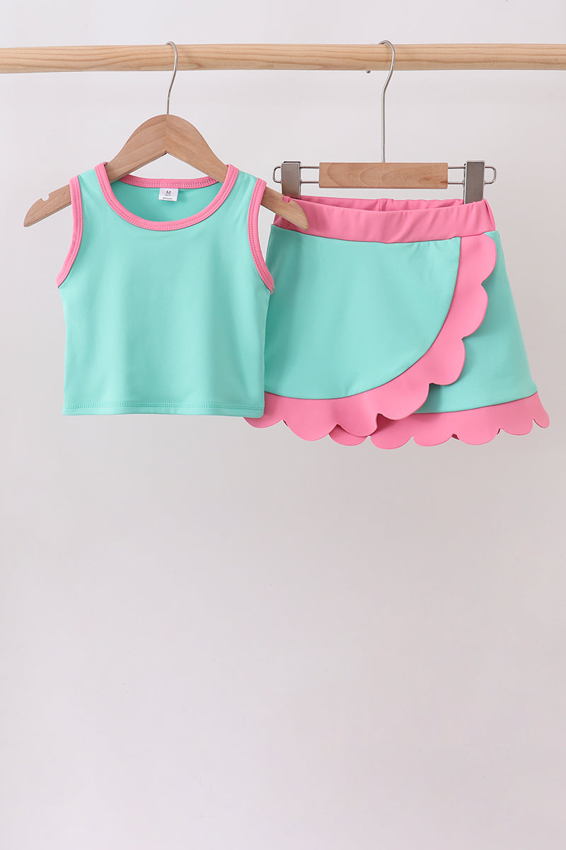 Mint Performance Scalloped Skort and tank Set