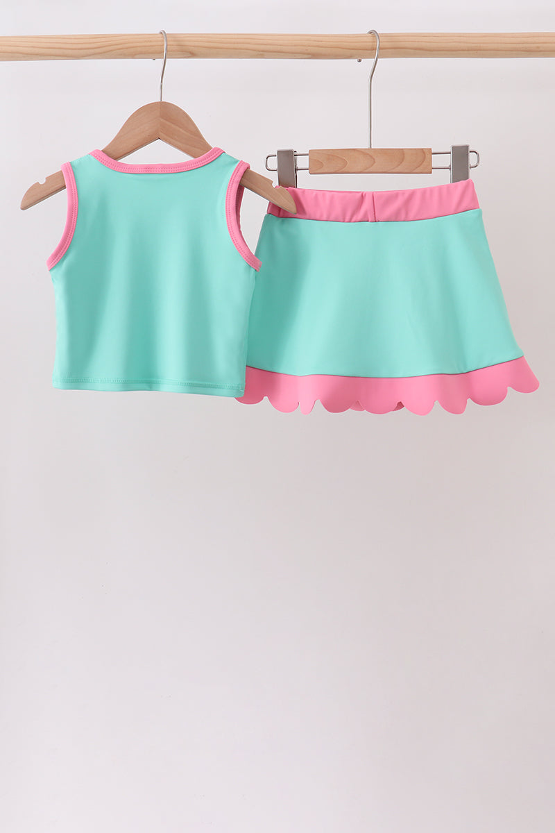 Mint Performance Scalloped Skort and tank Set