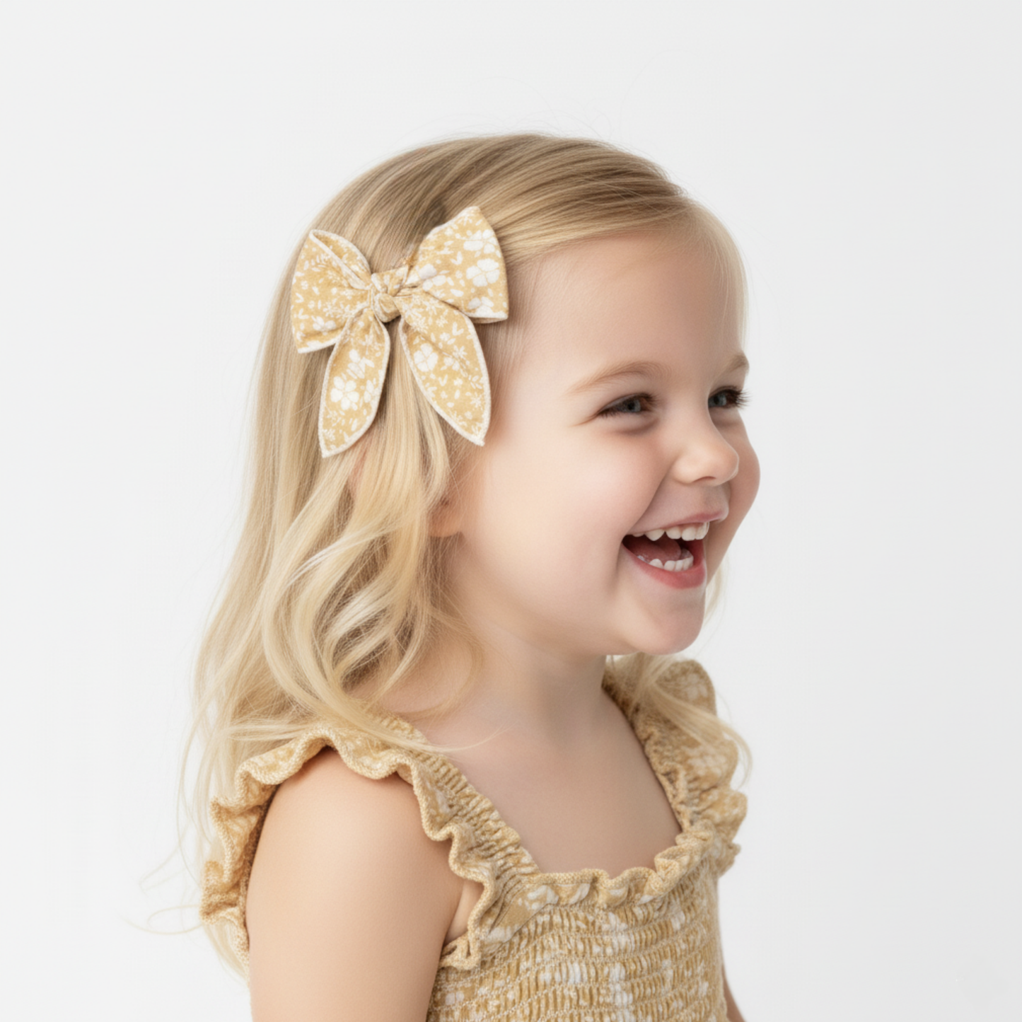 Organic Hair Bow Clip - Yellow Blossom