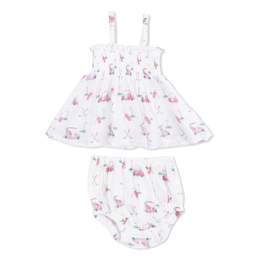 Baby Golf Carts Pink - Smocked Top with Bloomer