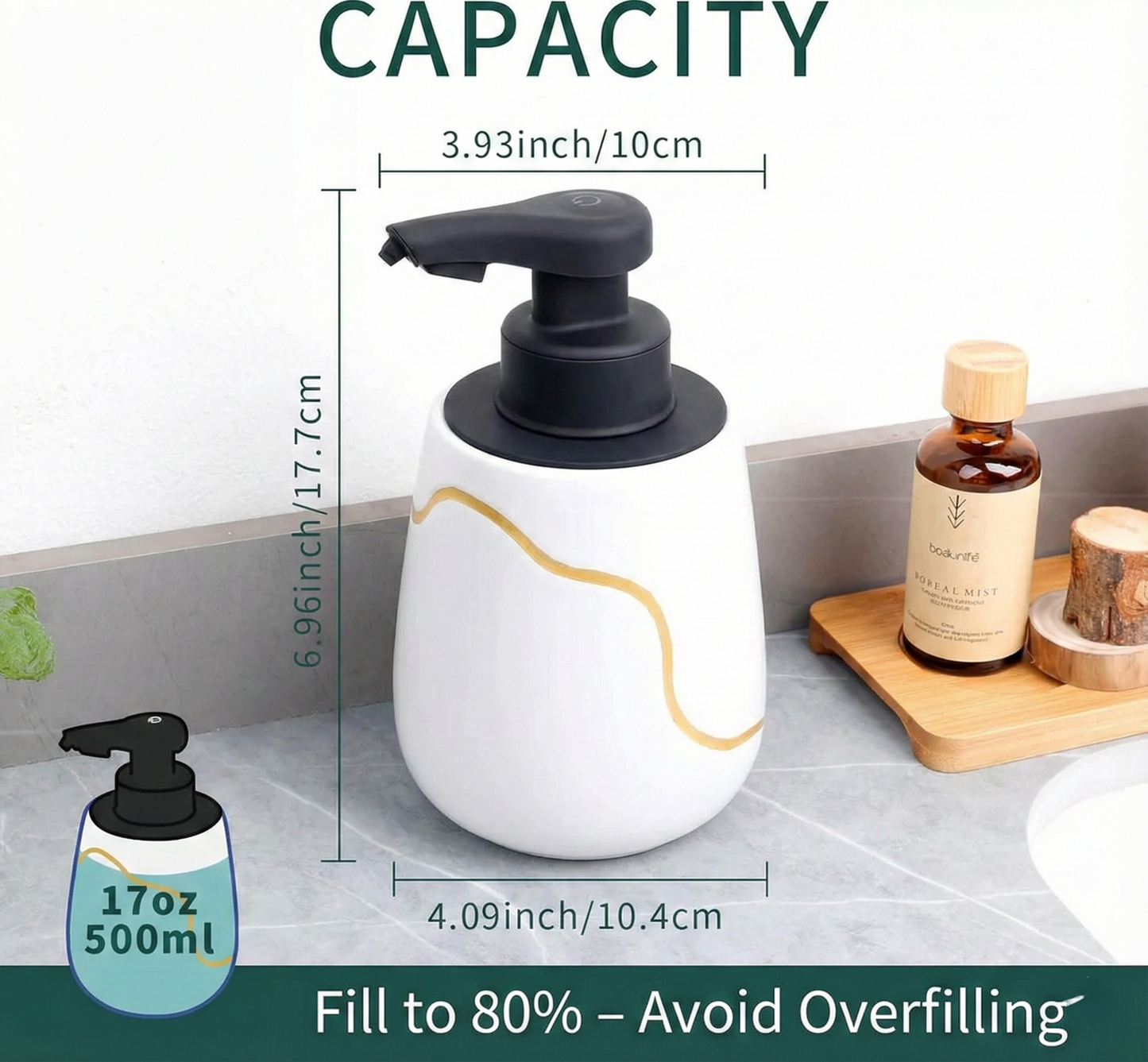 BosilunLife Nordic Garden Automatic Foaming Soap Dispenser Recycled Eco-Clay 18.94 oz