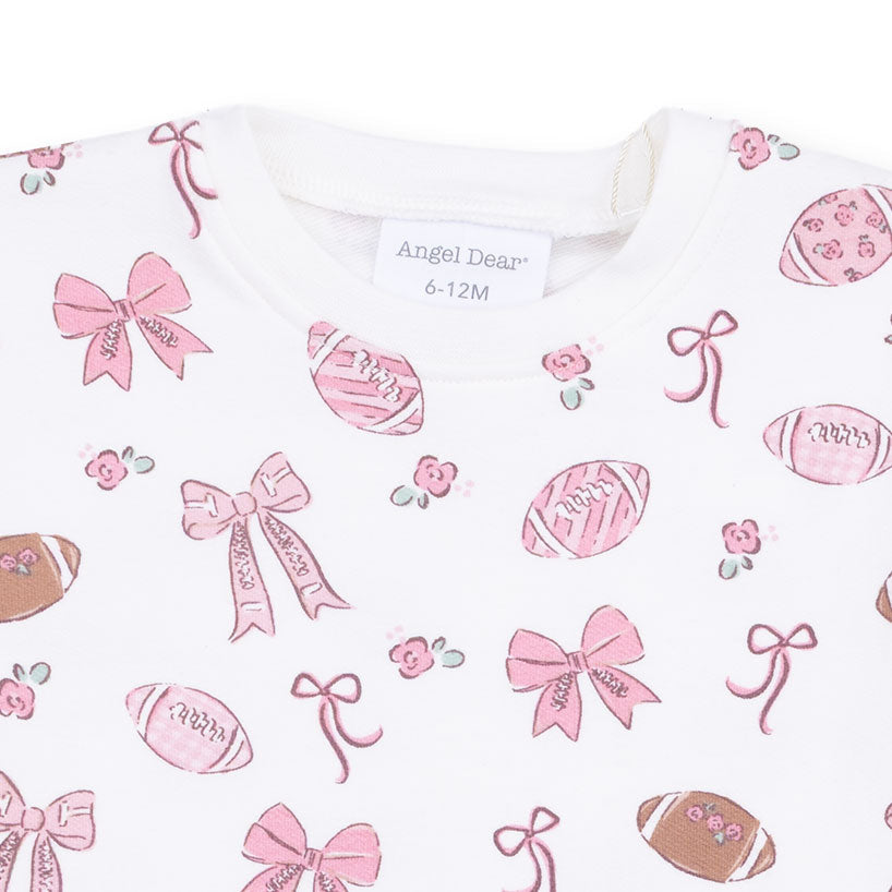 Footballs and Bows - Oversized Sweatshirt and Baby Bells