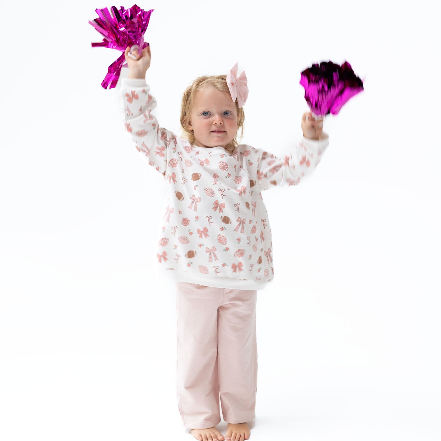 Footballs and Bows - Oversized Sweatshirt and Baby Bells