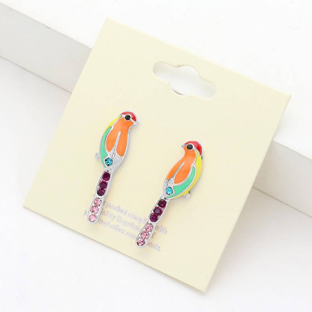 Enamel Parrot Stud Earrings