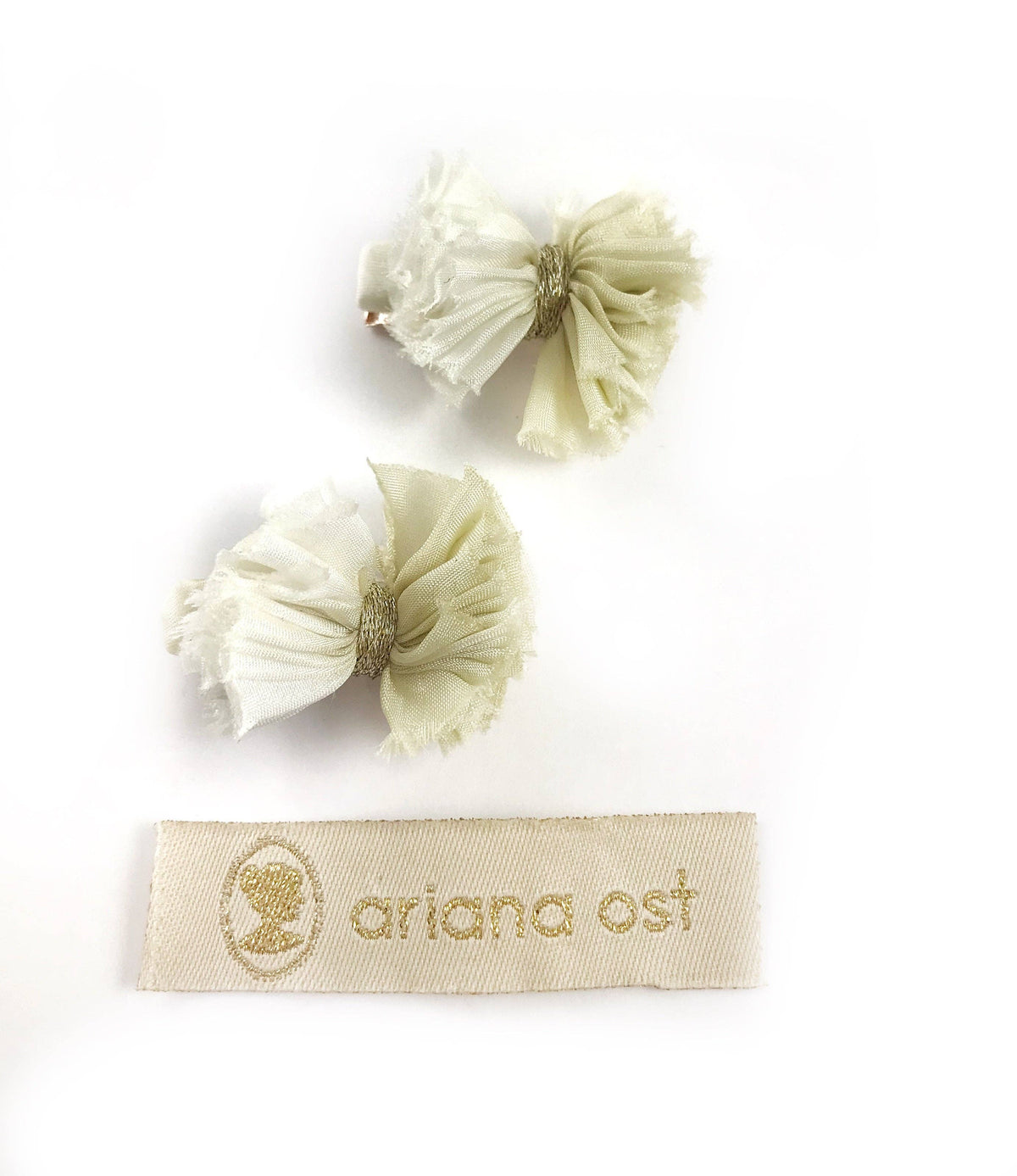 Floral Silk Bow Hair Clips – Dip-Dyed Set of 2