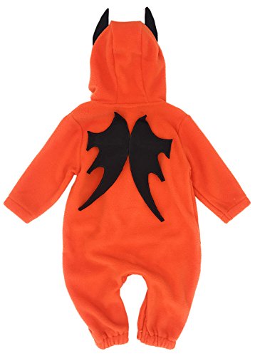Halloween Unisex Orange Fleece Pumpkin Hooded Long Sleeve Romper