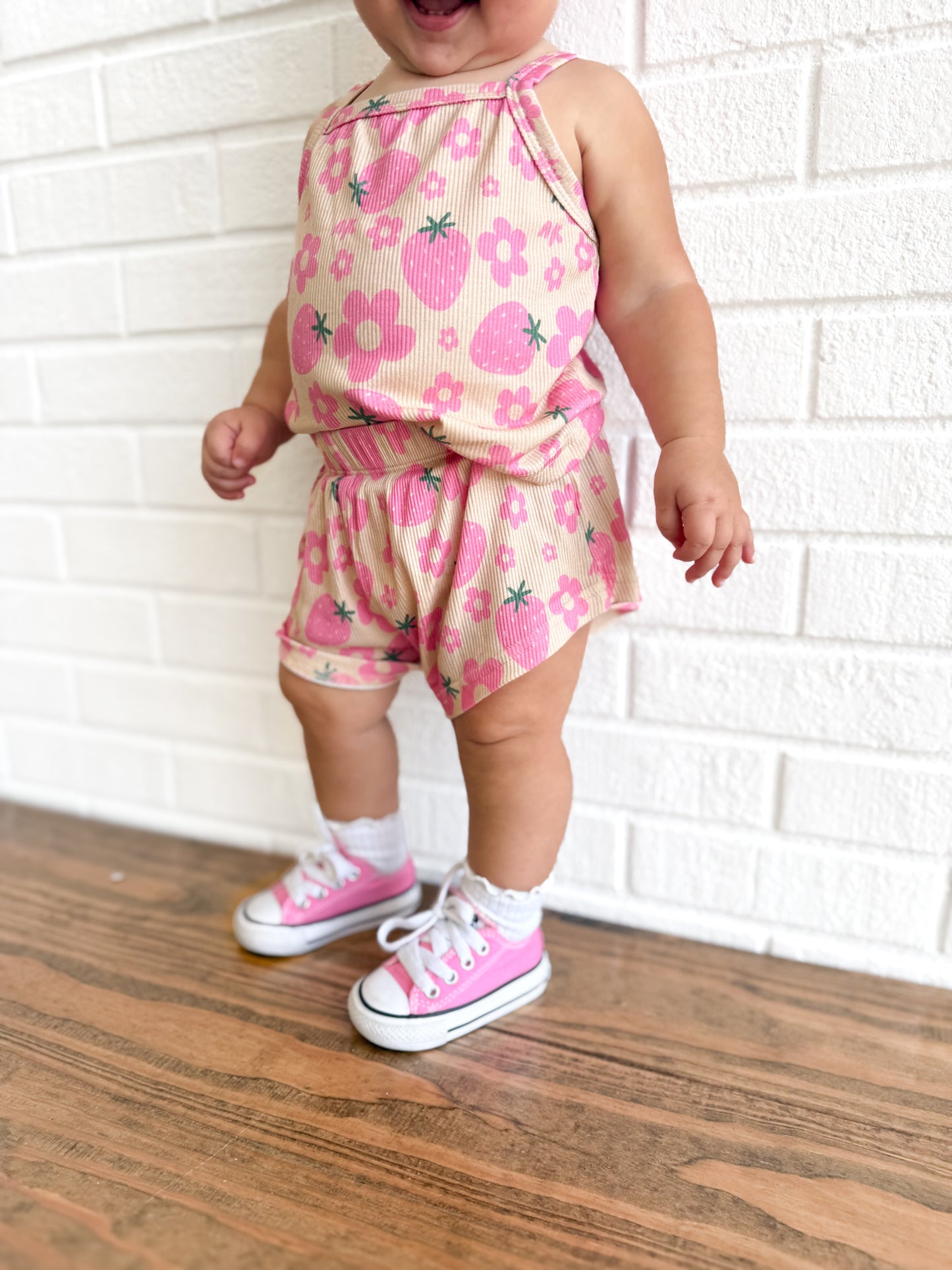 Strawberry summer- Ribbed bamboo set PRE ORDER