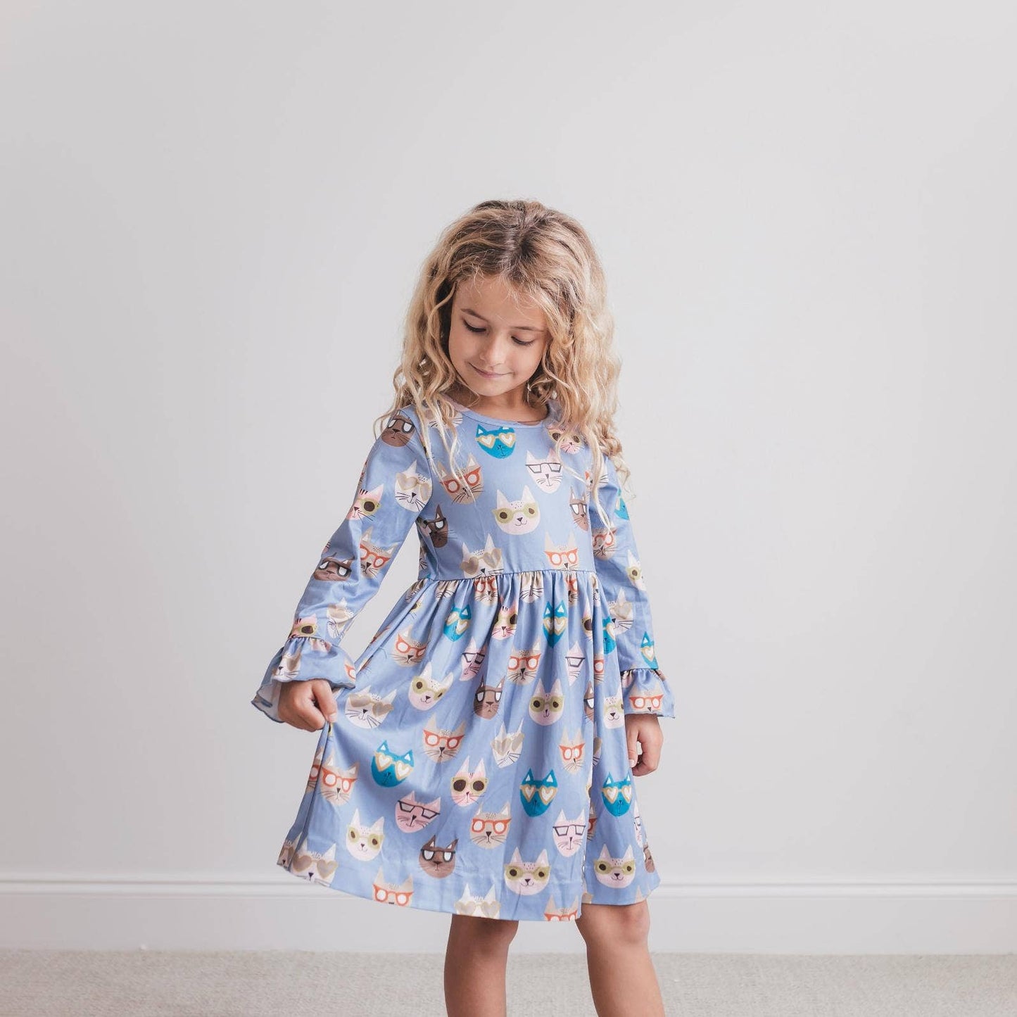 Claire Periwinkle Cool Cat Twirl Dress