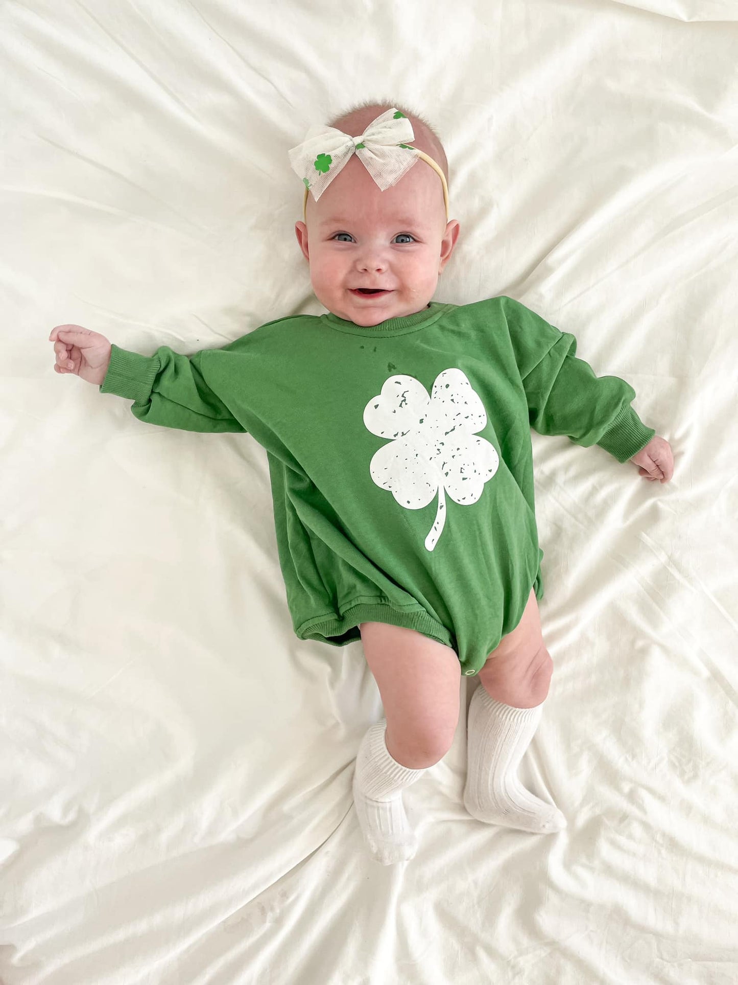 Distressed Shamrock Sweatshirt Romper - more colors