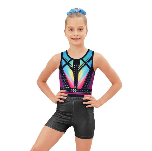 Classical Rainbow Diamond Gymnastics Leotard Outfit Set
