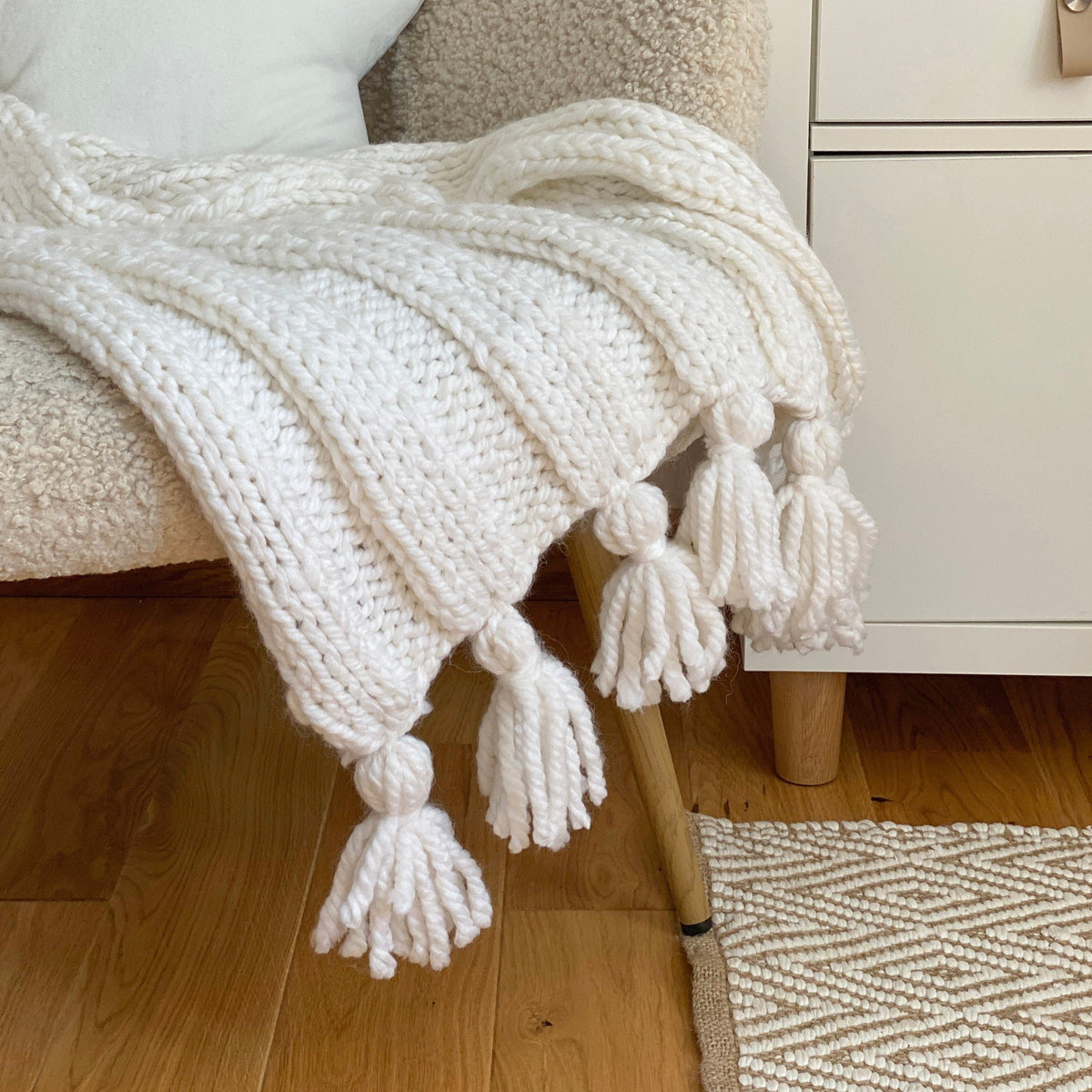 Boho Hand-Knitted Baby Blanket
