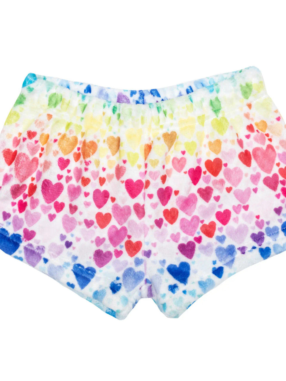 Plush Lounge Shorts-Rainbow Hearts
