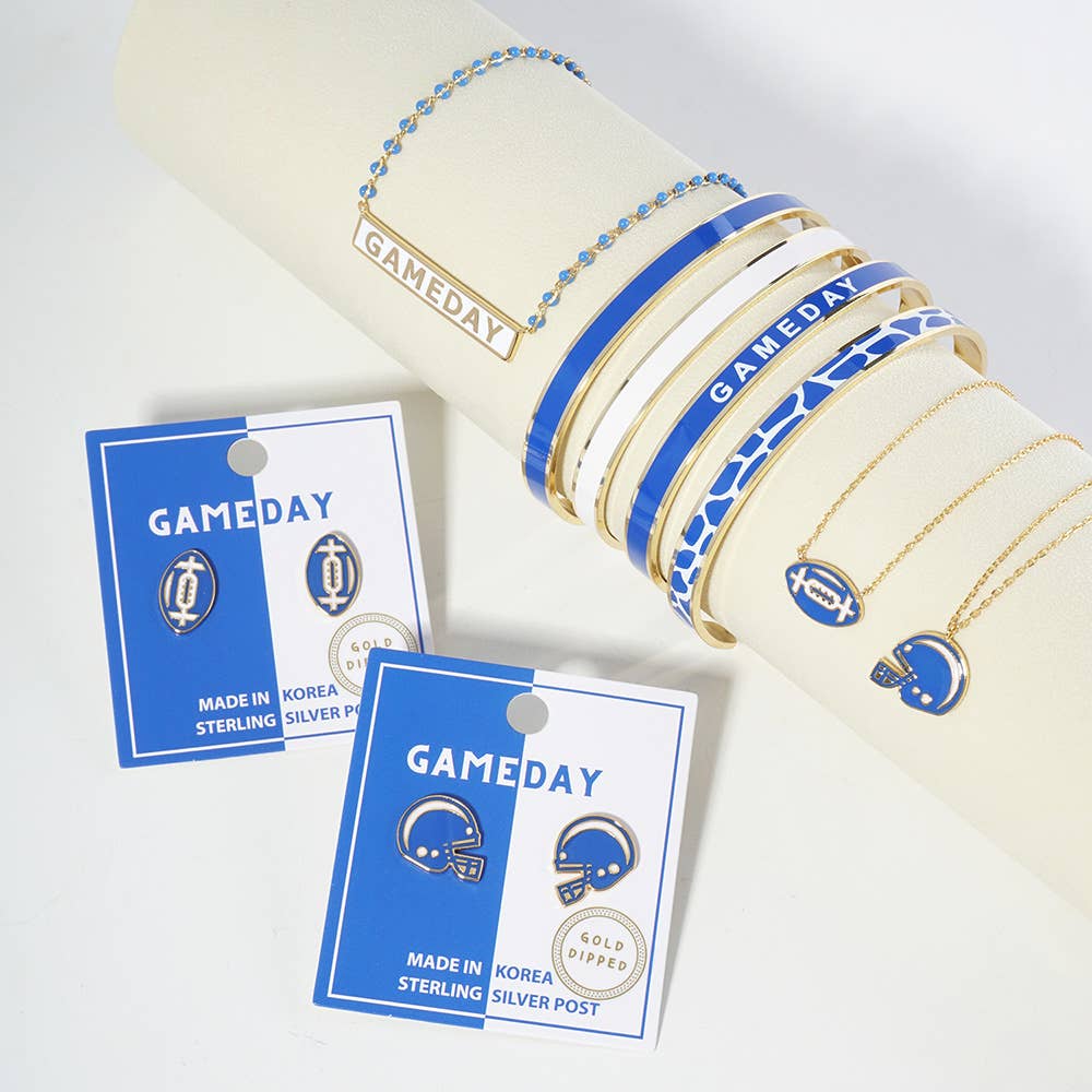 Gold Dipped Gameday Enamel Football Pendant Necklace