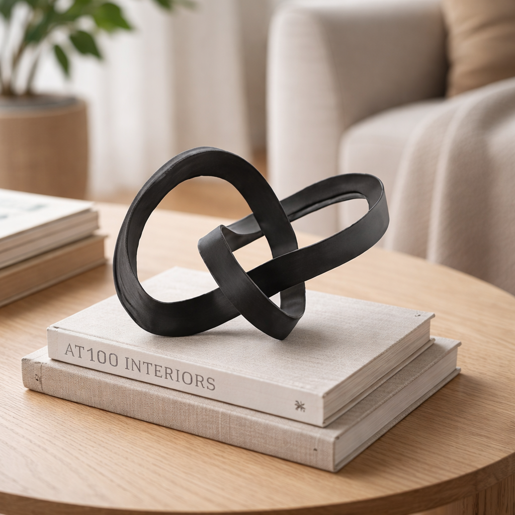 Abstract  Interlinked Sculpture | Black Modern Art Décor