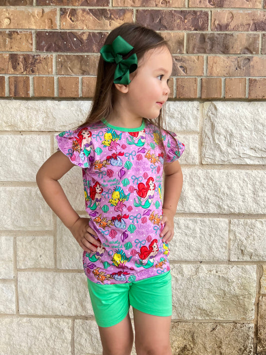 Under The Sea Flutter Sleeve Short Set