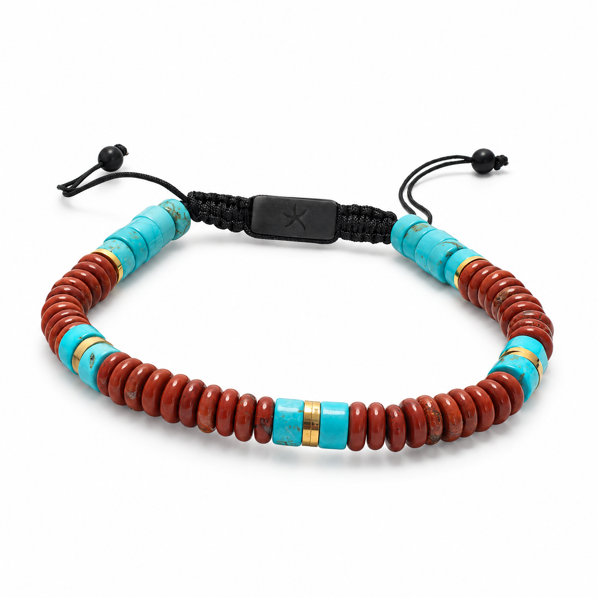 Nomadic Turquoise & Red Jasper Rope Beaded Bracelet