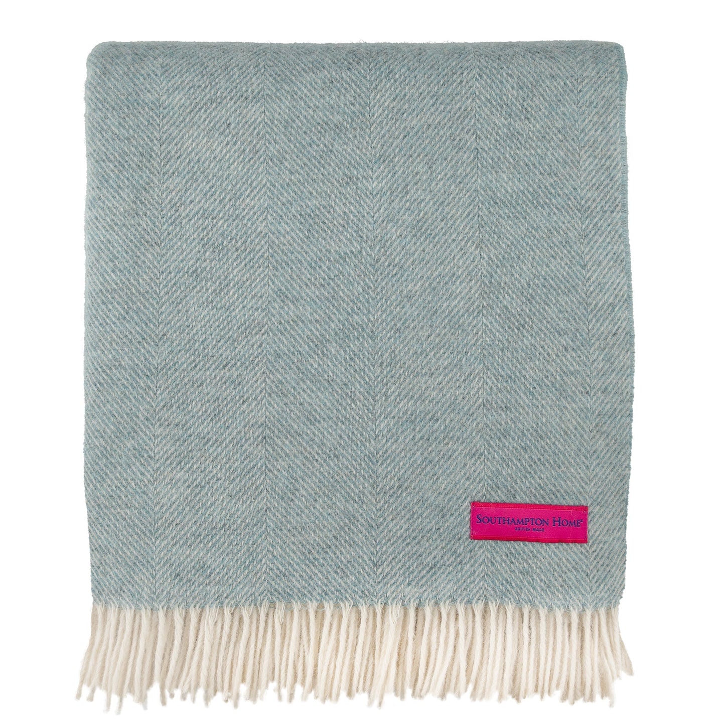 Southampton Home Shetland Lambswool Herringbone Throw – Robin's Egg | Woven in England