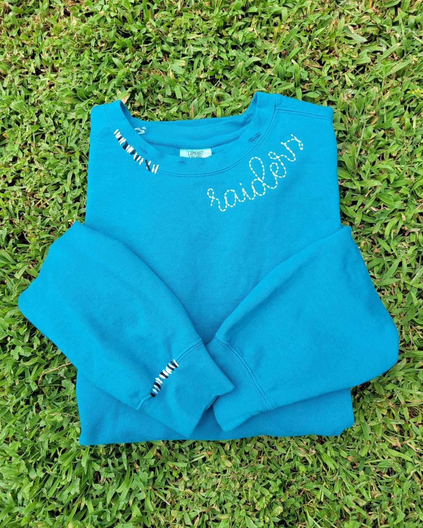 High School Mascot Embroidered Neckline Comfort Colors Sweatshirt