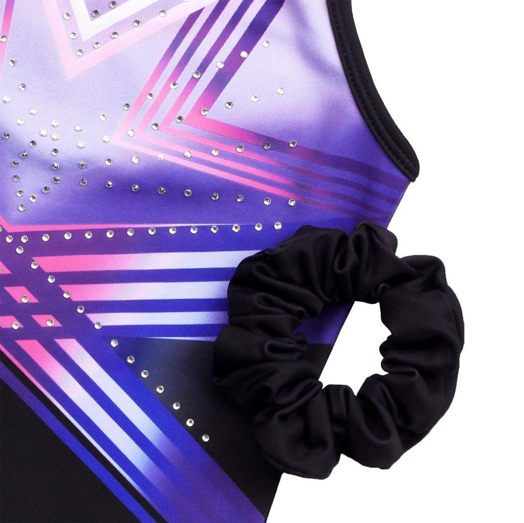 Blue-purple Line Clasp Back Gymnastics Leotard Set