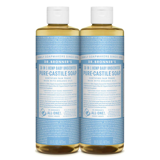 Dr. Bronner's Pure Castile Liquid Soap Baby Mild Unscented -- 16 Fl Oz