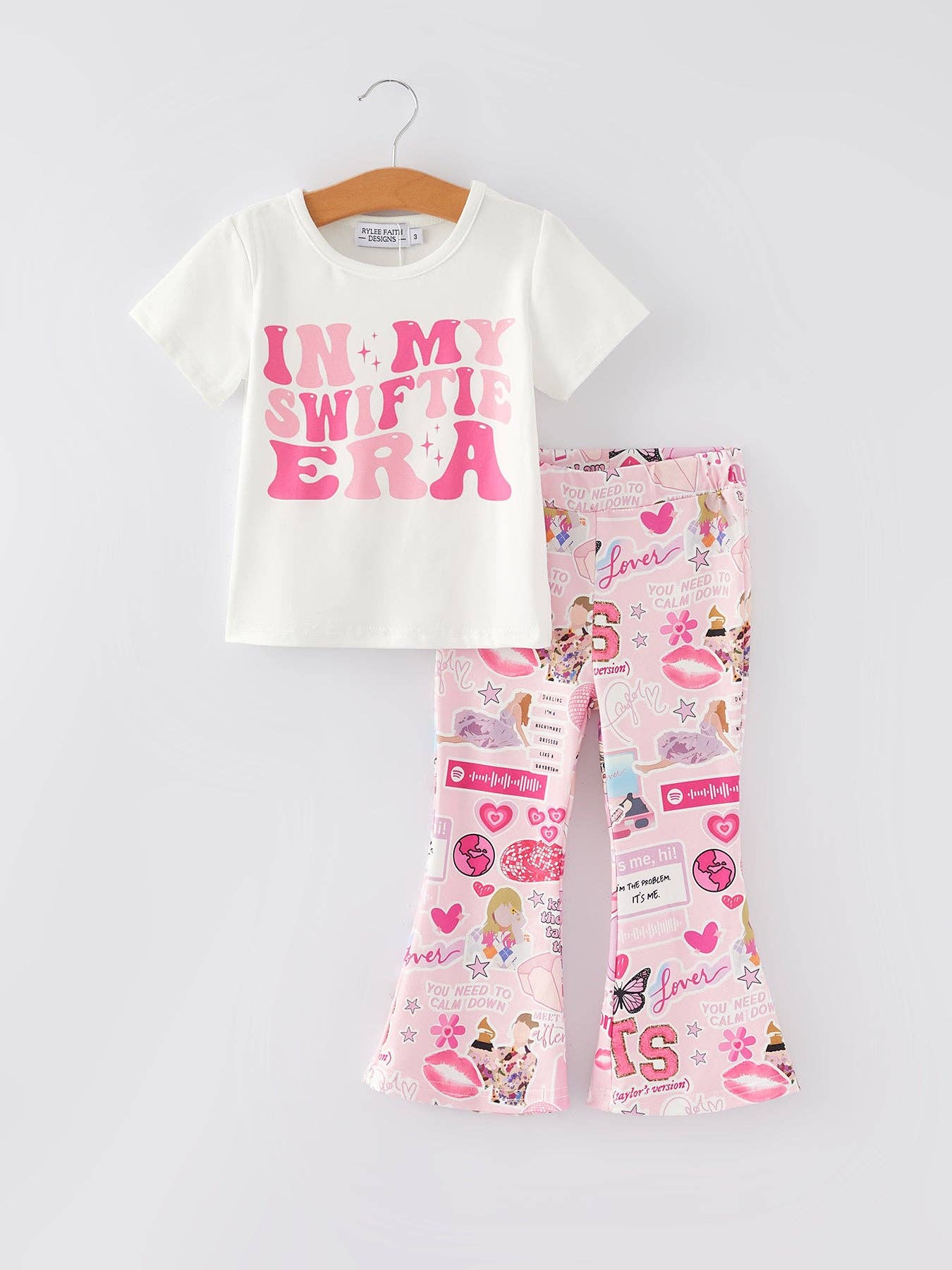 “IN MY SWIFTIE ERA” Print Top +Bell Bottom Pants Set