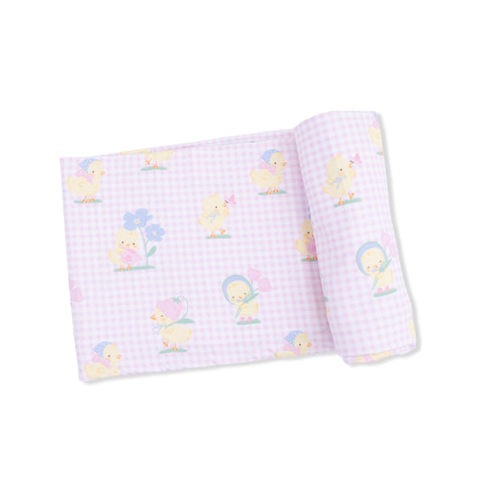 Vintage Spring Ducklings Pink - Swaddle Blanket
